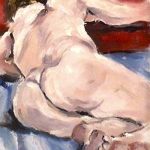 oil painting of femaile nude, painted in the life class, liverpool, merseyside