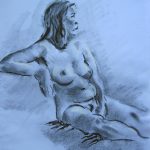 life drawing class for beginners, charcoal drawing of female nude. life class on merseyside