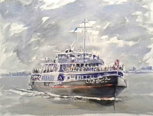 ferry across the river mersey by artist roy munday. Runs art classes on merseyside