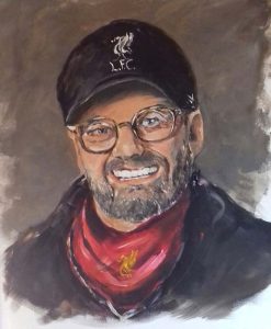 Produced this recent portrait of Liverpool's manager, Jurgen Klopp, for an up-coming art exhibition at the Atkinson art gallery, Southport, Merseyside by artist roy munday