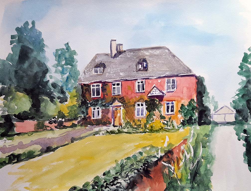 commissioned watercolour, painting, frampton on severn, Gloucestershire, paintings for sale, commission a painting of my house,