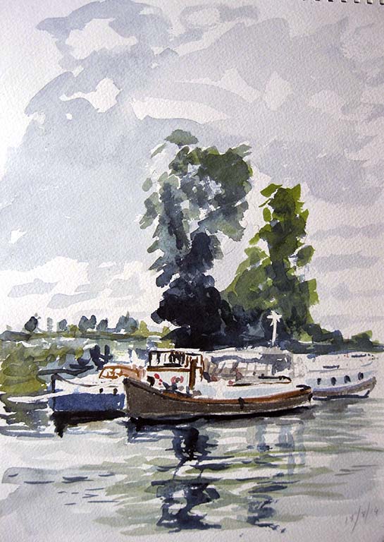 Gloucester to Sharpness canal, painting, watercolour, buy painting of, Gloucestershire, river Severn,