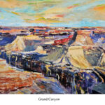 Always fascinated by the Grand Canyon. It’s layers of millions of years of geographical shift, so obvious. But looking beyond that, the shapes of the ever-moving layers. The colours, texture and such a massive presence. This is a print, taken from the original oil painting. My ambition. To visit this spectacular place and really explore it. What many people don’t realize, is there’s a lot to explore at the bottom of the canyon, not just the top. Print size without mount 24x20 inches, or 61x50.8cm (approximate) With mount 20x16 inches, or 50.8x40.6cm (approximate)